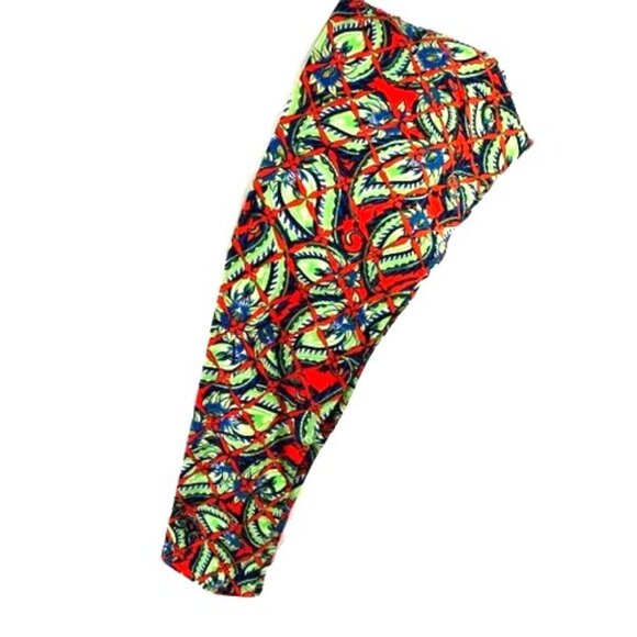 LuLaRoe Pants - LuLaRoe TC‎ Tall and Curvy Leggings Paisley Geometric Green Orange Blue Black